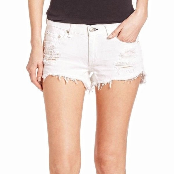 Abercrombie & Fitch Pants - Abercrombie and Fitch White Distressed Booty Short